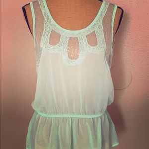 A.N.A Mint-Aqua sequined tank top